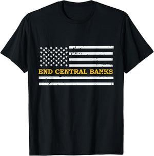 End Central Banks End The Fed American Flag Men T-Shirt - T-Shirt | Black