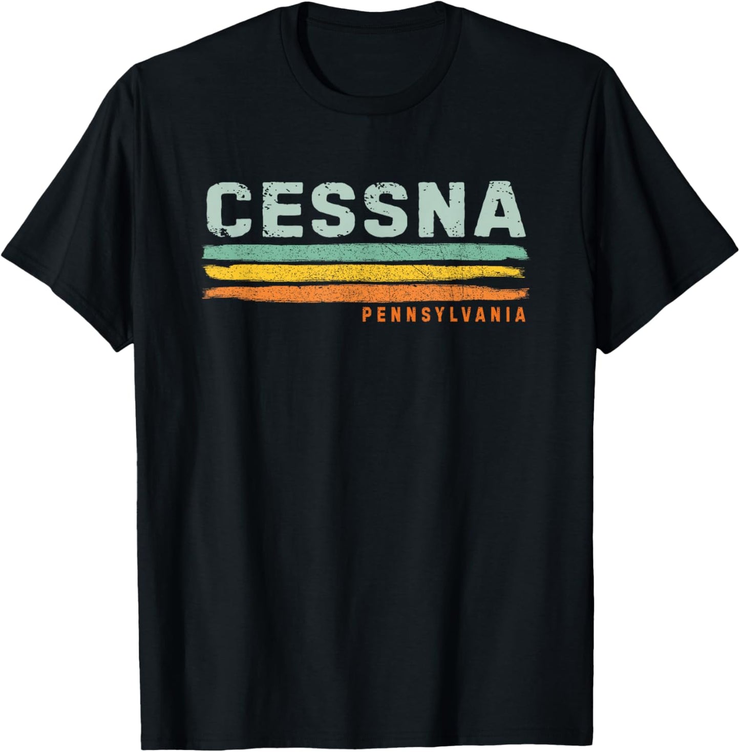 Vintage Stripes Cessna PA T-Shirt - T-Shirt | Black