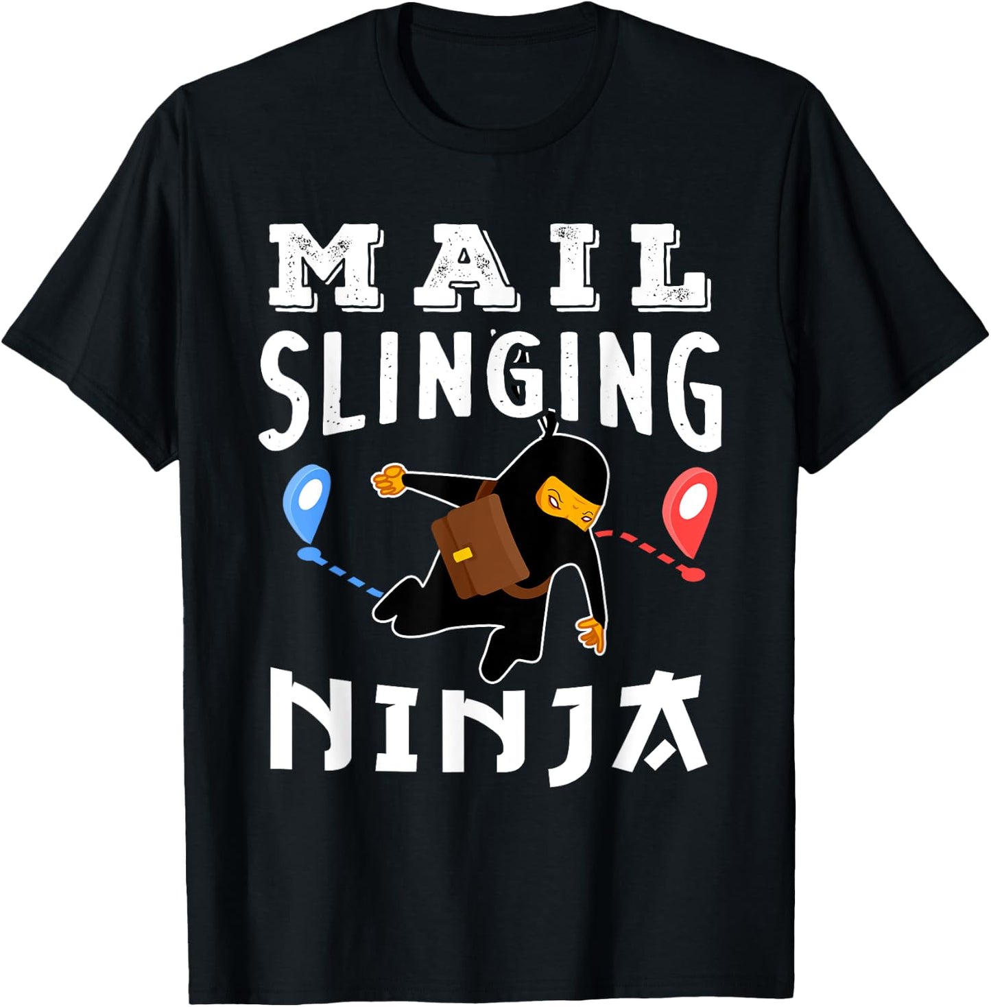 Funny Postal Worker Mail Slinging Ninja T-Shirt - T-Shirt | Black