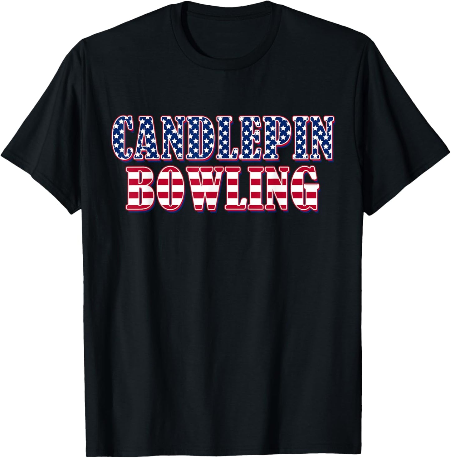 Candlepin Bowling American Flag - Candlepin Bowling T-Shirt - T-Shirt | Black
