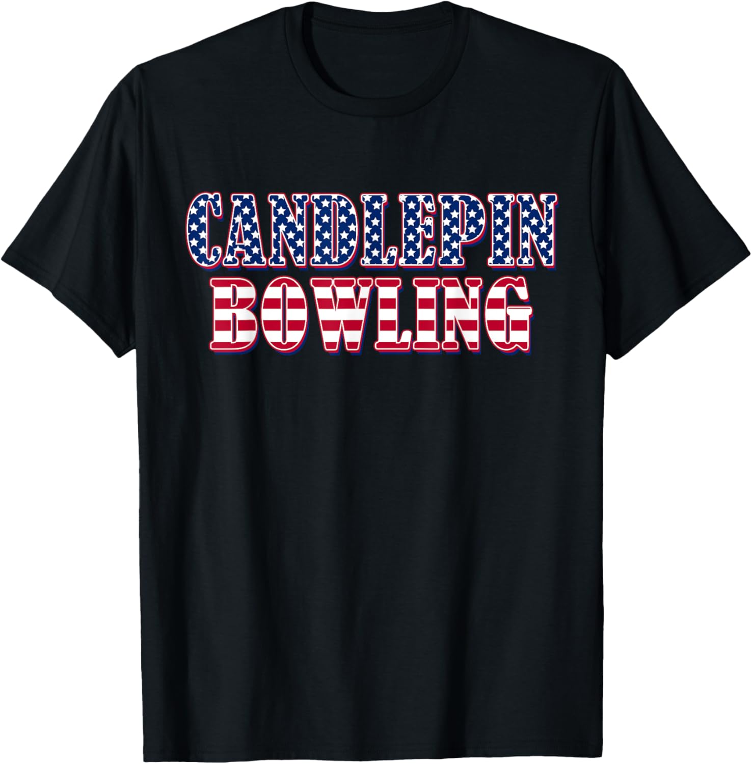 Candlepin Bowling American Flag - Candlepin Bowling T-Shirt - T-Shirt | Black