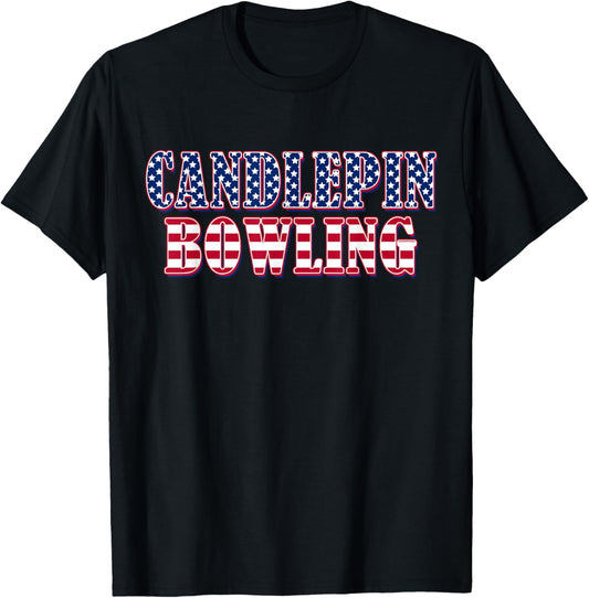 Candlepin Bowling American Flag - Candlepin Bowling T-Shirt - T-Shirt | Black
