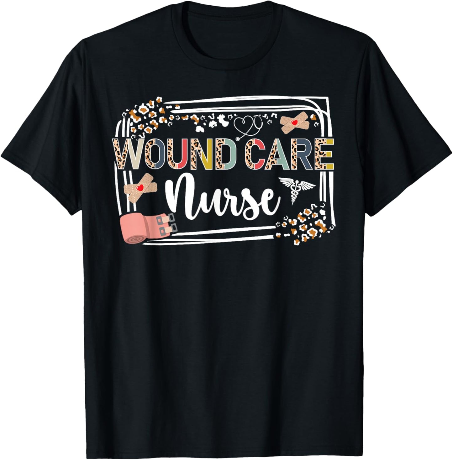 Cute Wound Care Nurse Leopard Wound Care Nursing T-Shirt - T-Shirt | Black