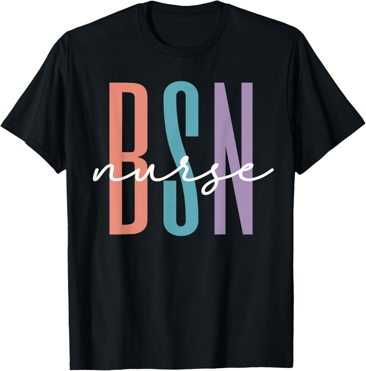 Cute BSN Graduate Registered Nurse Graduation BSN RN Rainbow T-Shirt - T-Shirt | Black