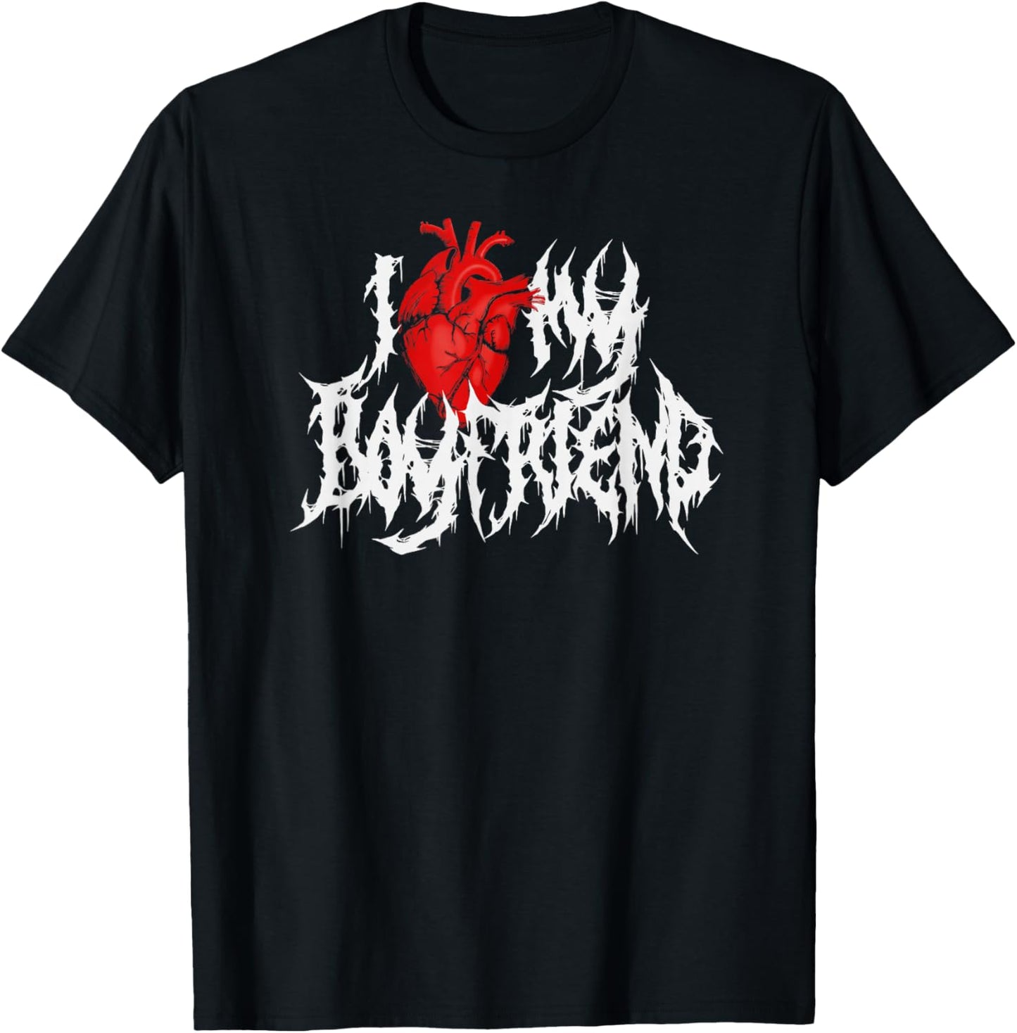 I Heart My Boyfriend. Funny Death Metal, Goth Valentine's T-Shirt - T-Shirt | Black