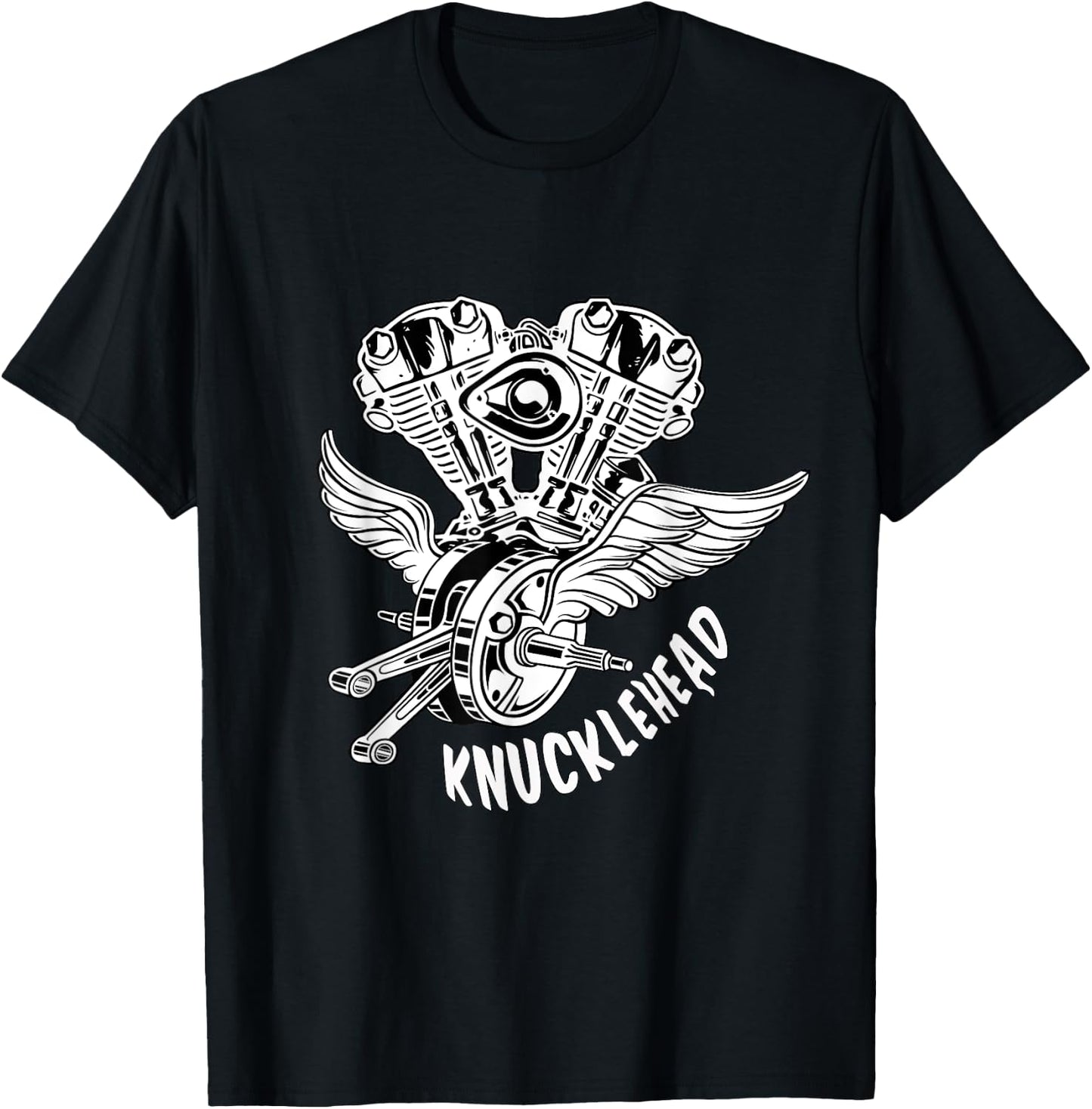 HD Knucklehead Old School Motorcycle Wings Retro Biker Gear T-Shirt - T-Shirt | Black