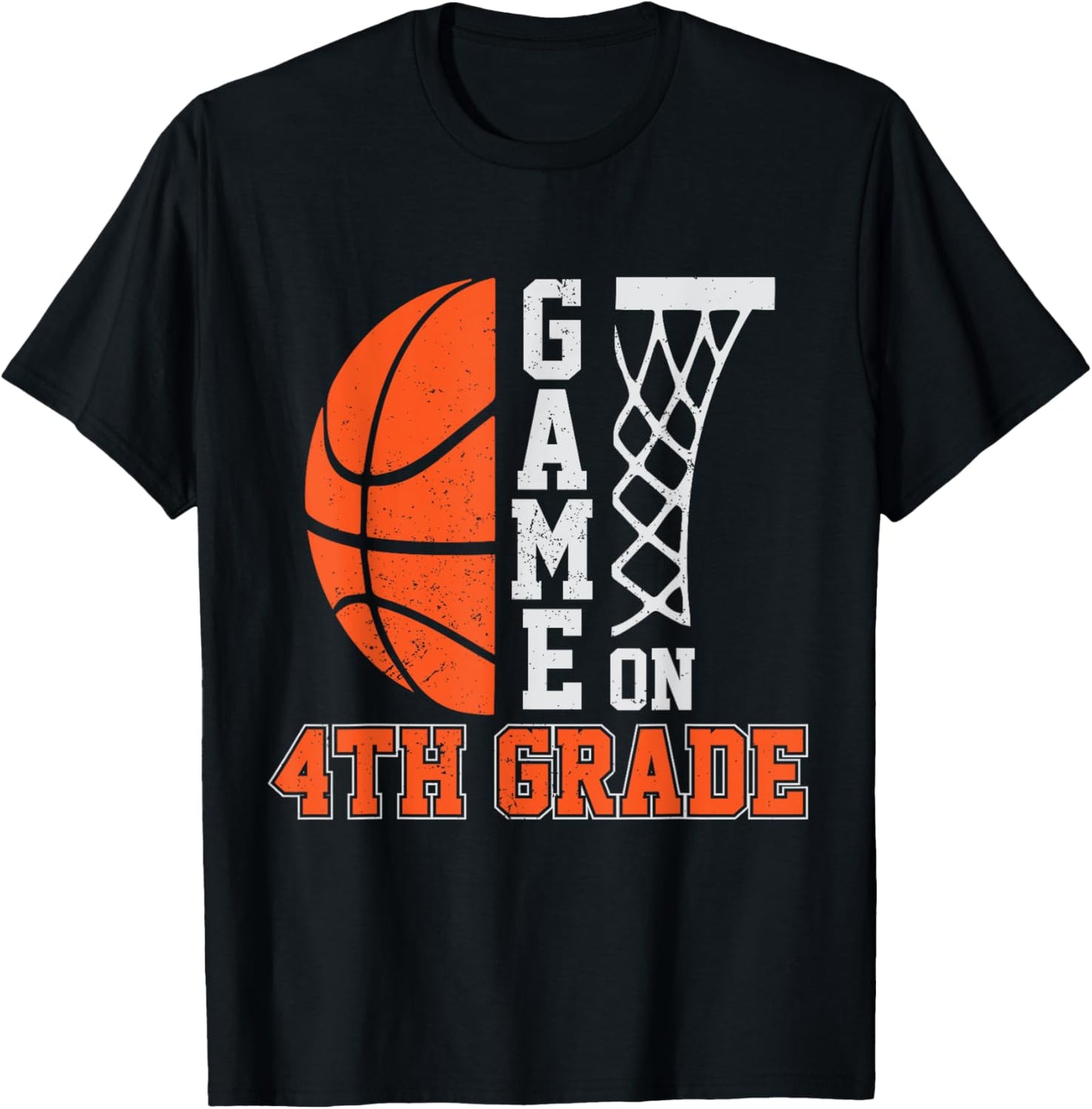 Back To School Game On 4th Grade Funny Basketball Kids T-Shirt - T-Shirt | Black