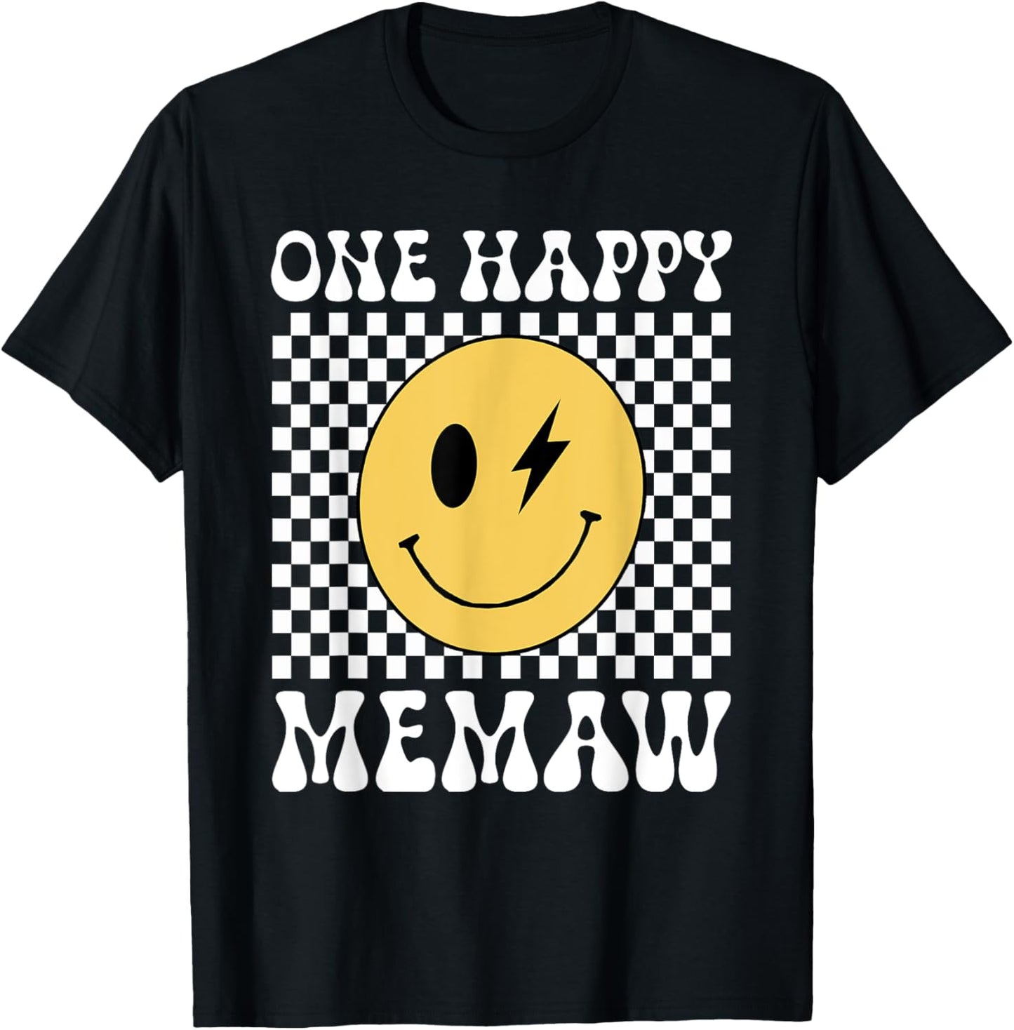 Groovy Memaw One Happy Dude Birthday Family Matching T-Shirt - T-Shirt | Black