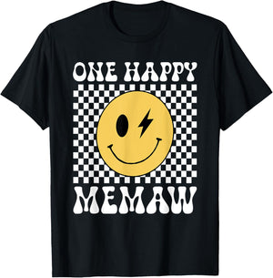 Groovy Memaw One Happy Dude Birthday Family Matching T-Shirt - T-Shirt | Black