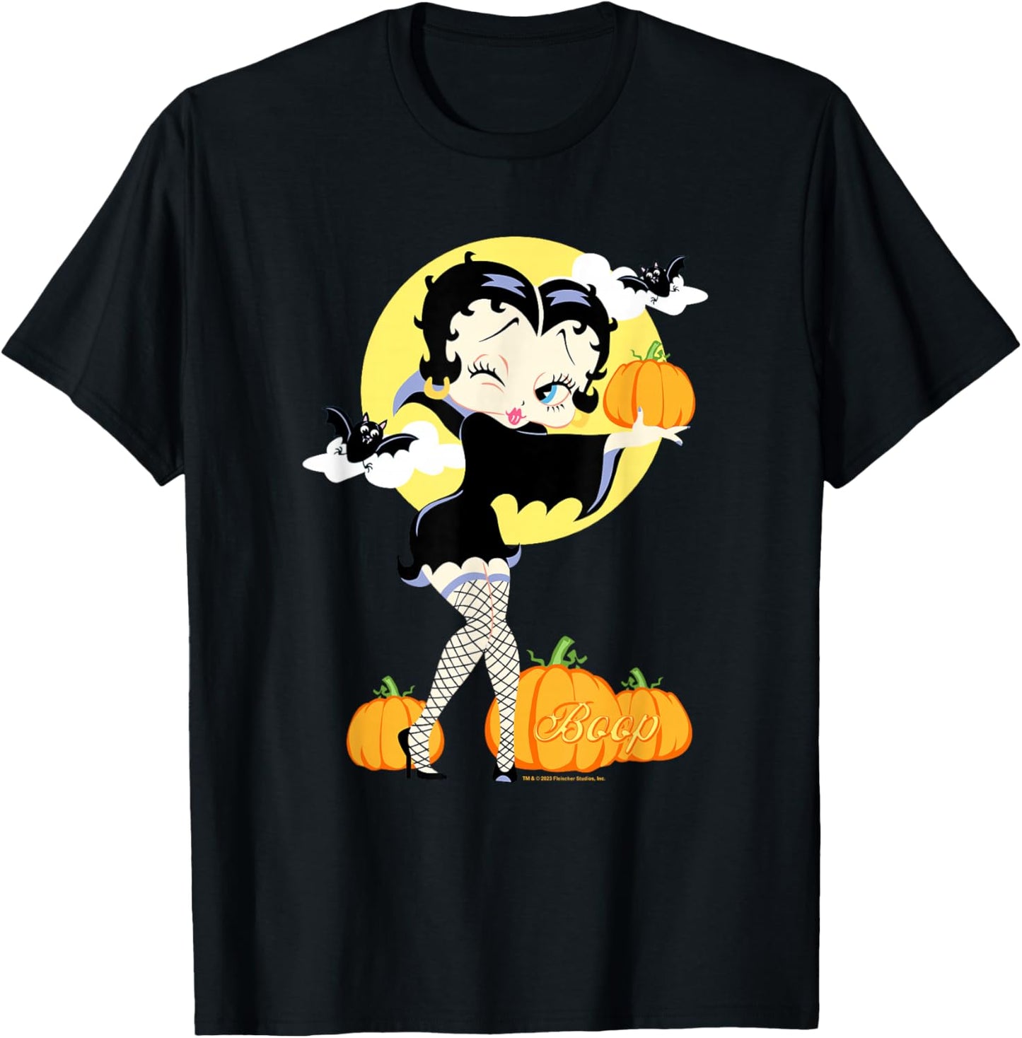 Betty Boop Halloween Sexy Miss Dracula Pumpkin Night Poster T-Shirt - T-Shirt | Black