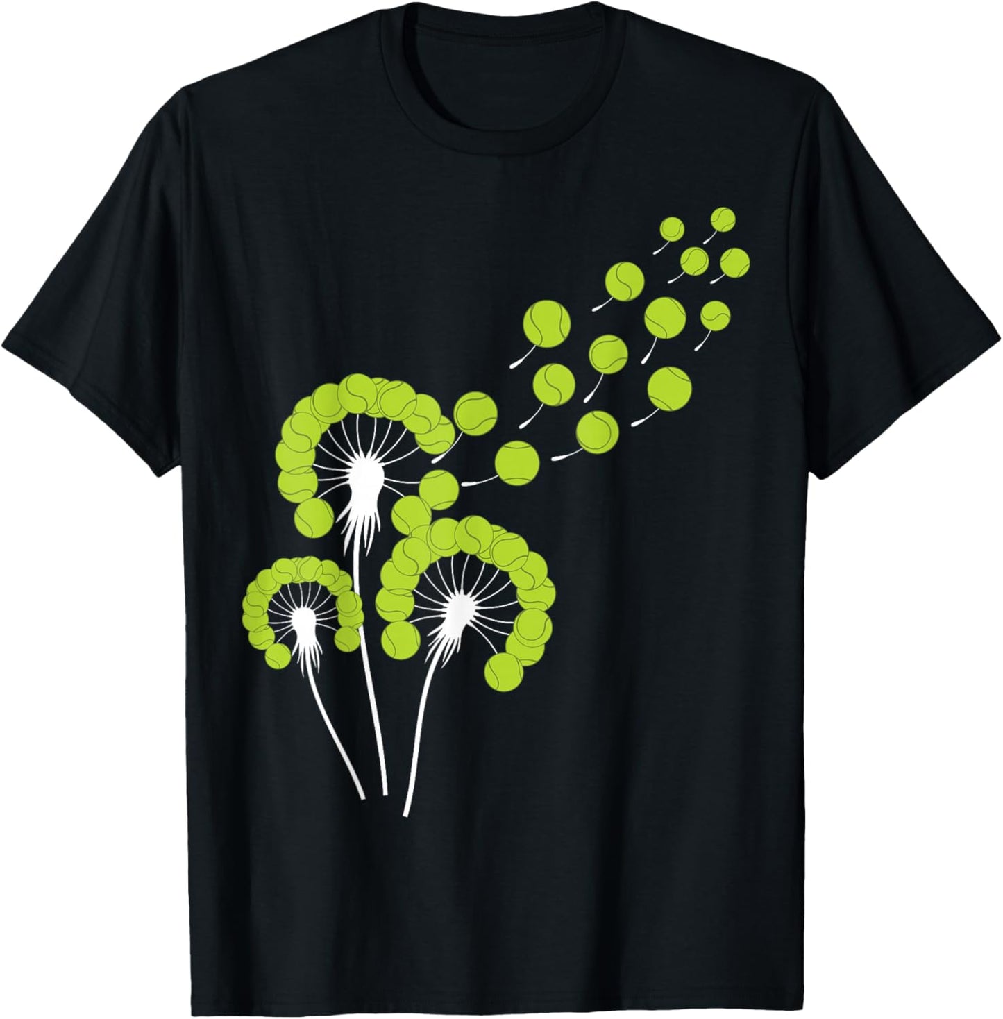 Dandelion Tennis Ball Stuff for Tennis Player | Tennis T-Shirt - T-Shirt | Black
