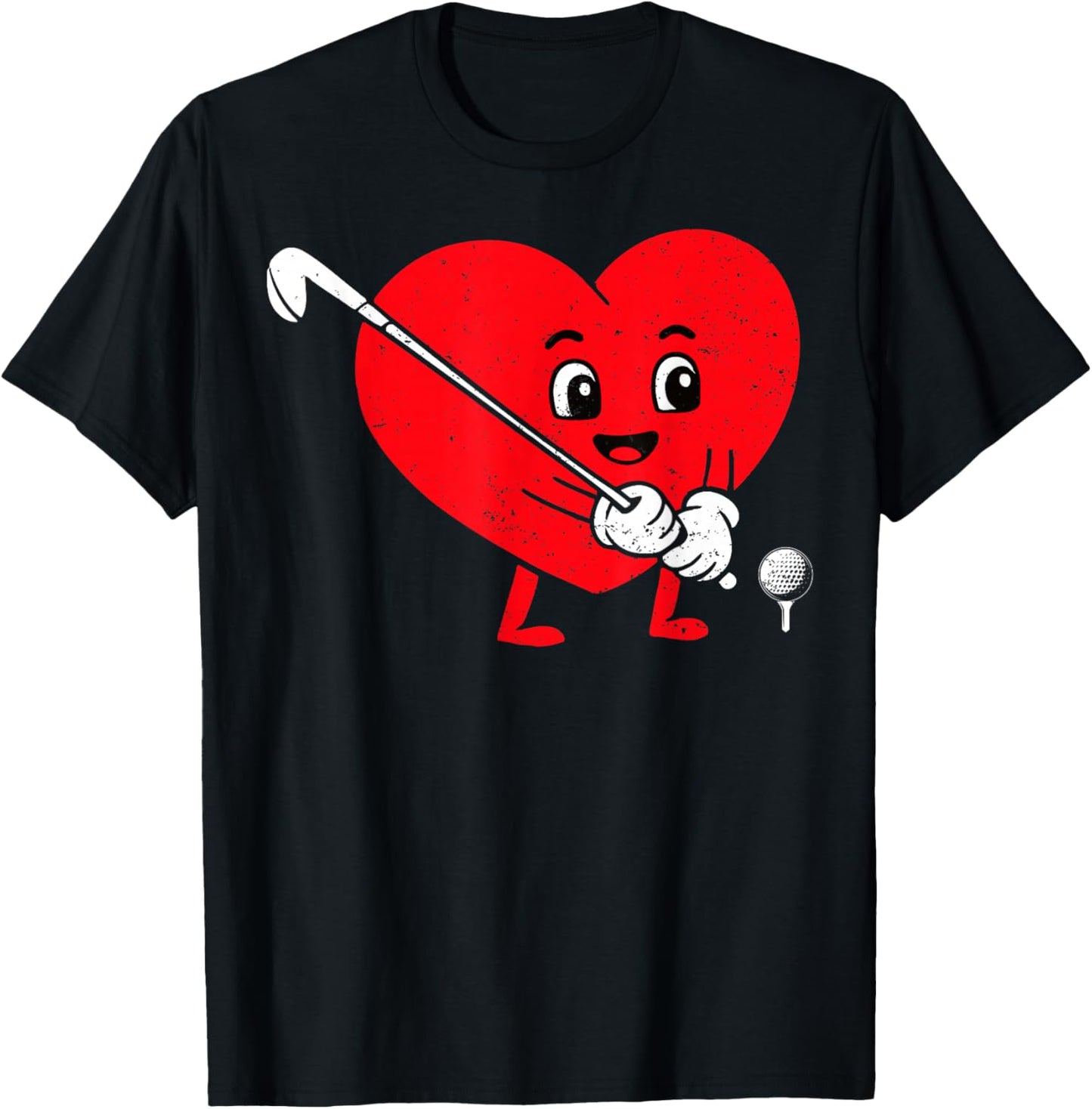 Happy Valentine Golf Heart Matching Couples T-Shirt - T-Shirt | Black