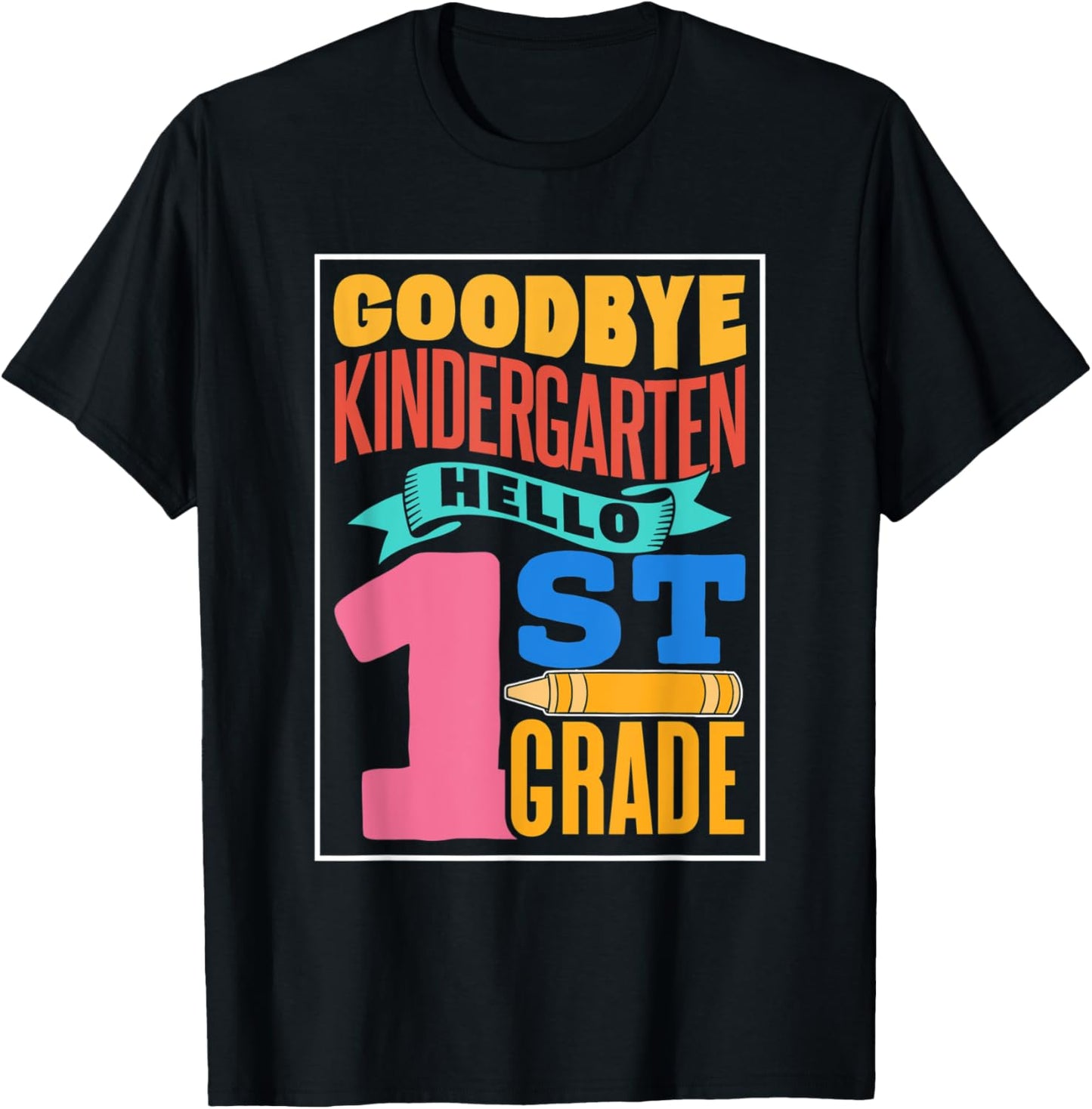 Auf Wiedersehen Kindergarten Hallo 1 Klasse Erste Klasse T-Shirt - T-Shirt | Black