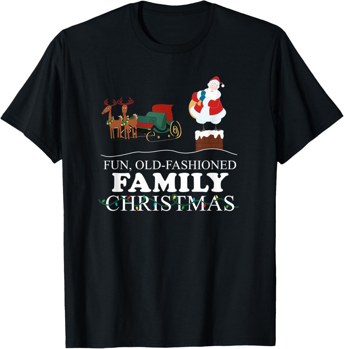 Retro Santa Fun Old Fashioned Family Christmas T-Shirt - T-Shirt | Black