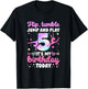 Kids 5th Gymnastics Birthday Party Five Year Old Gymnast Girl T-Shirt - T-Shirt | Black