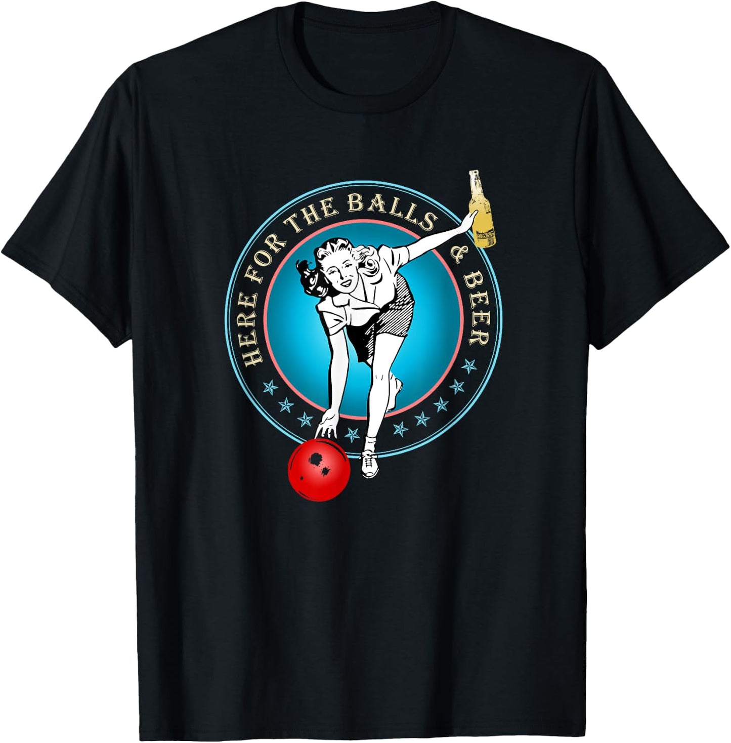 Funny Bowler Balls & Beer Women's Vintage Team Retro Bowling T-Shirt - T-Shirt | Black