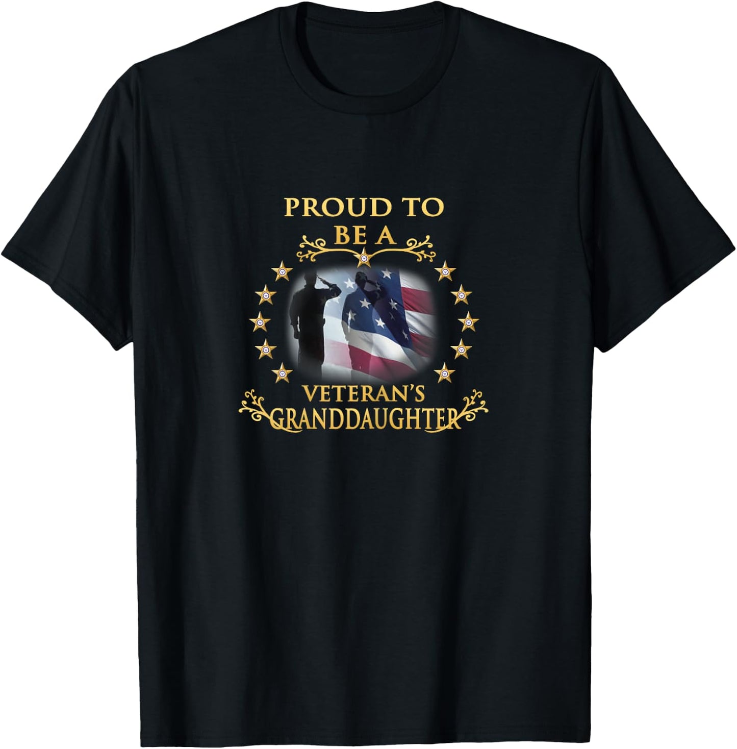 Thank You Veterans Proud Veteran Granddaughter T-Shirt - T-Shirt | Black
