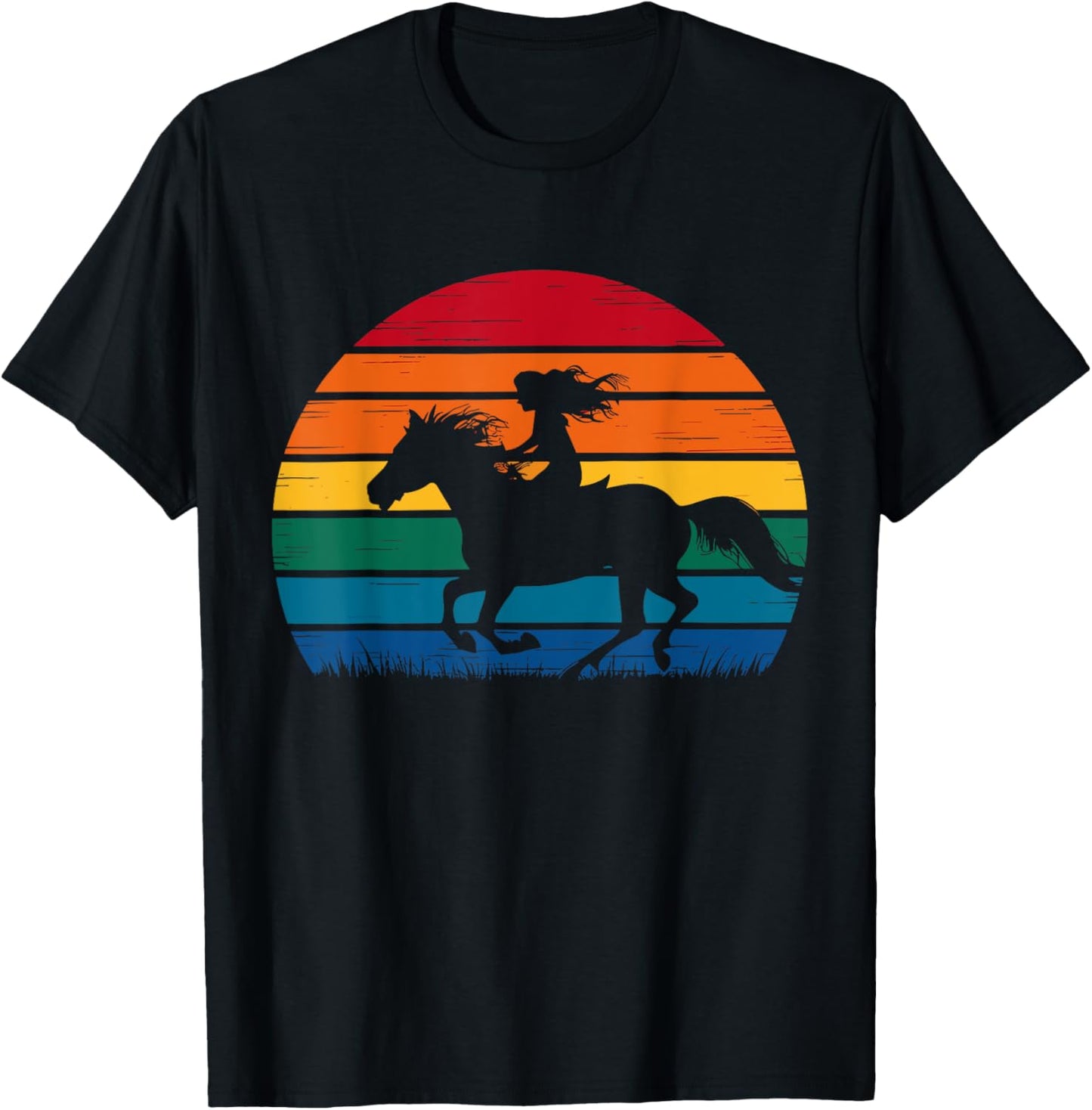Girl Horse Riding Vintage Cowgirl Texas Ranch T-Shirt - T-Shirt | Black