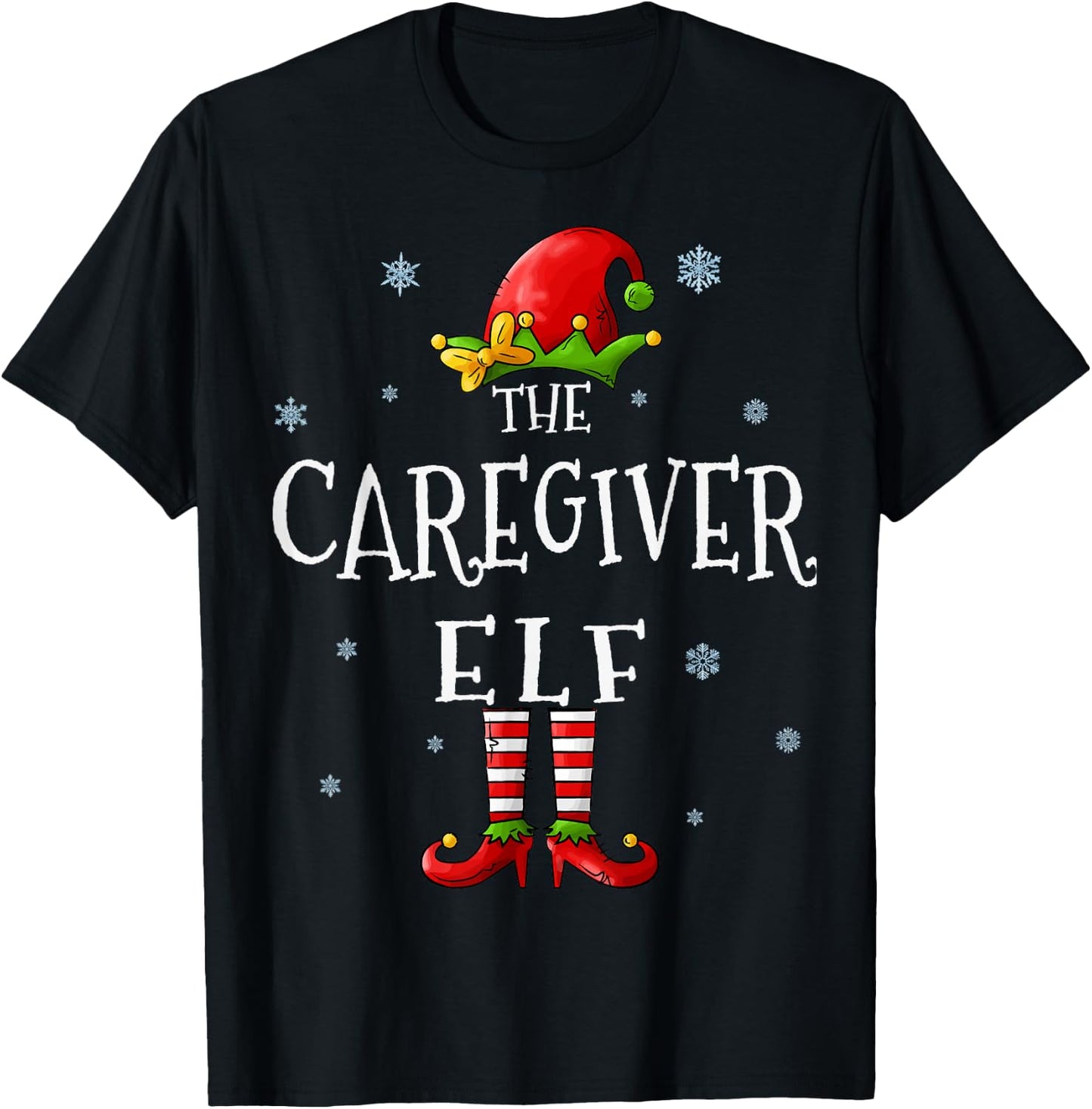 The Caregiver Elf Squad Funny Xmas Groupe Matching Christmas T-Shirt - T-Shirt | Black