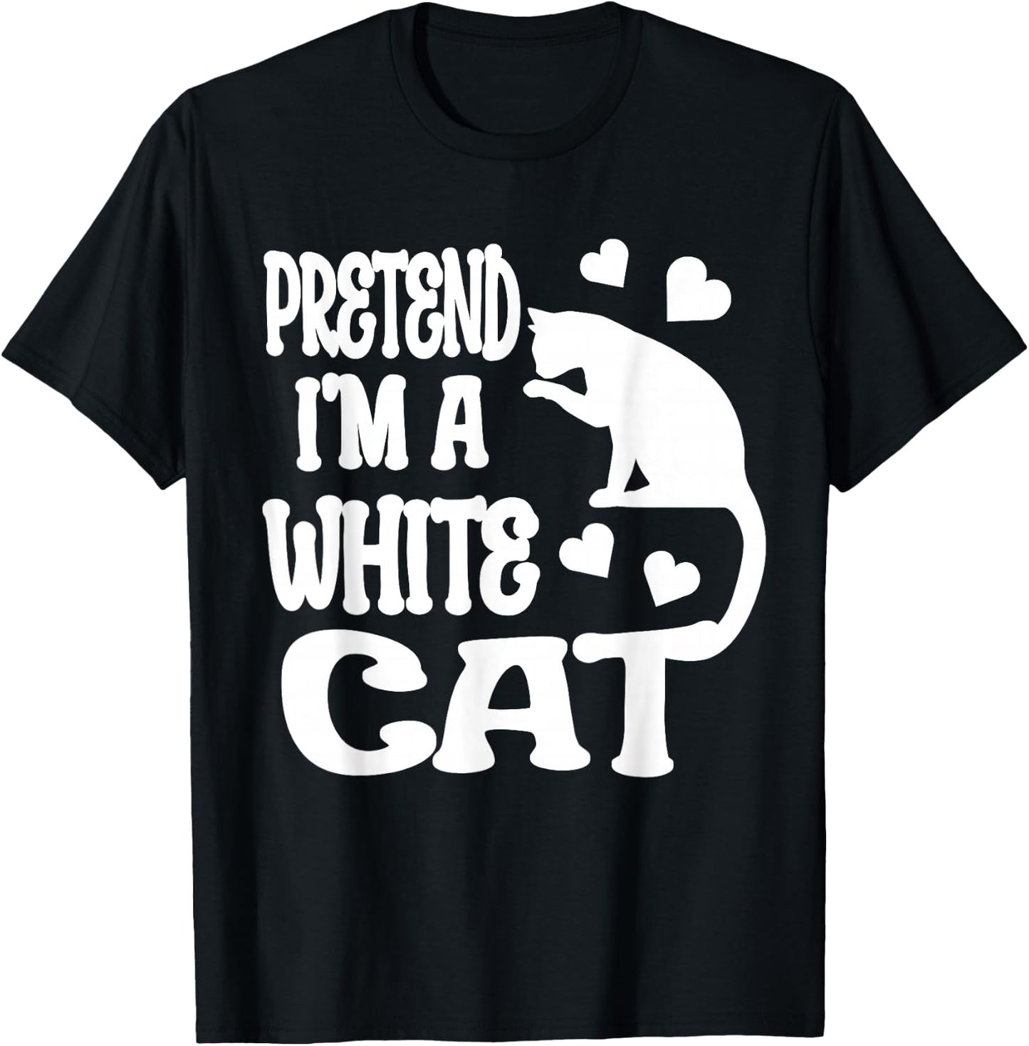 Pretend I'm A White Cat Funny Halloween Costume T-Shirt - T-Shirt | Black