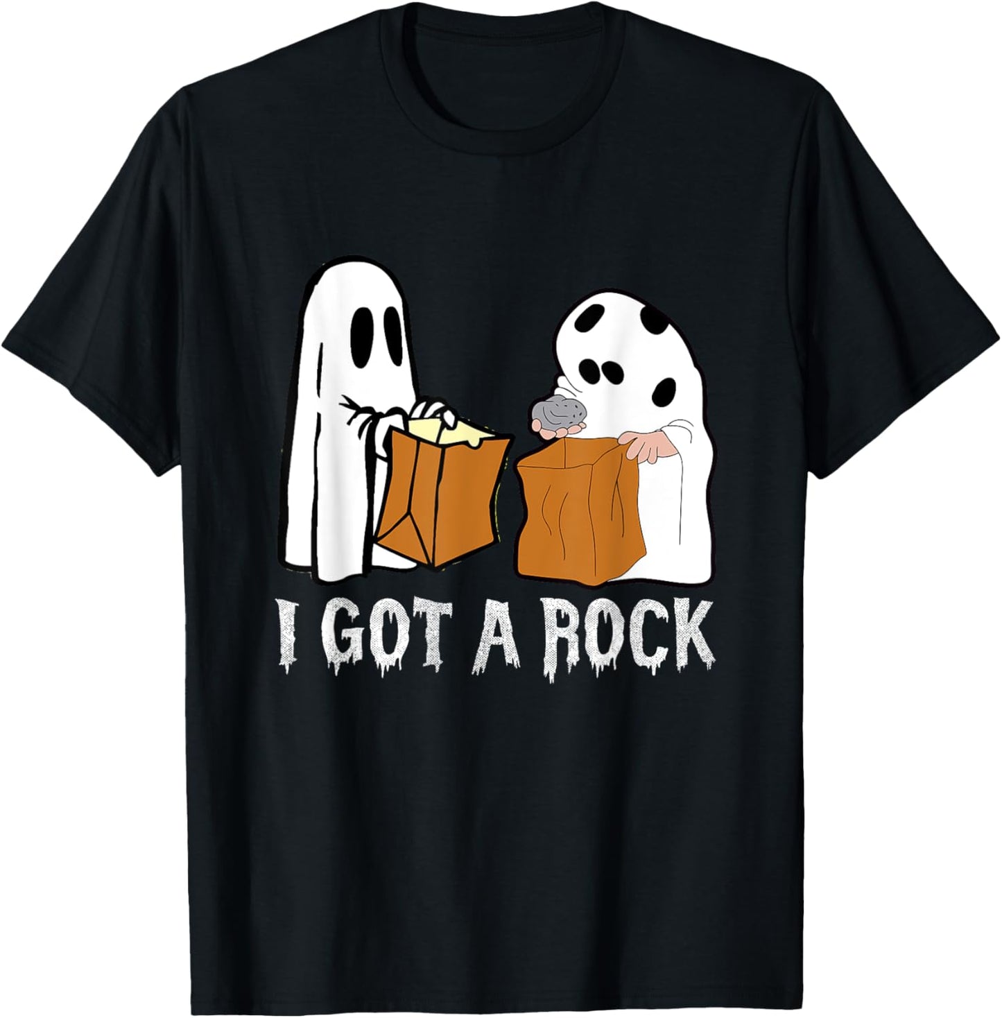 Funny Boo Ghost Scary I Got A Rock Halloween T-Shirt - T-Shirt | Black