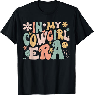 Funny In My Cowgirl Era Groovy Retro Western Rodeo T-Shirt - T-Shirt | Black