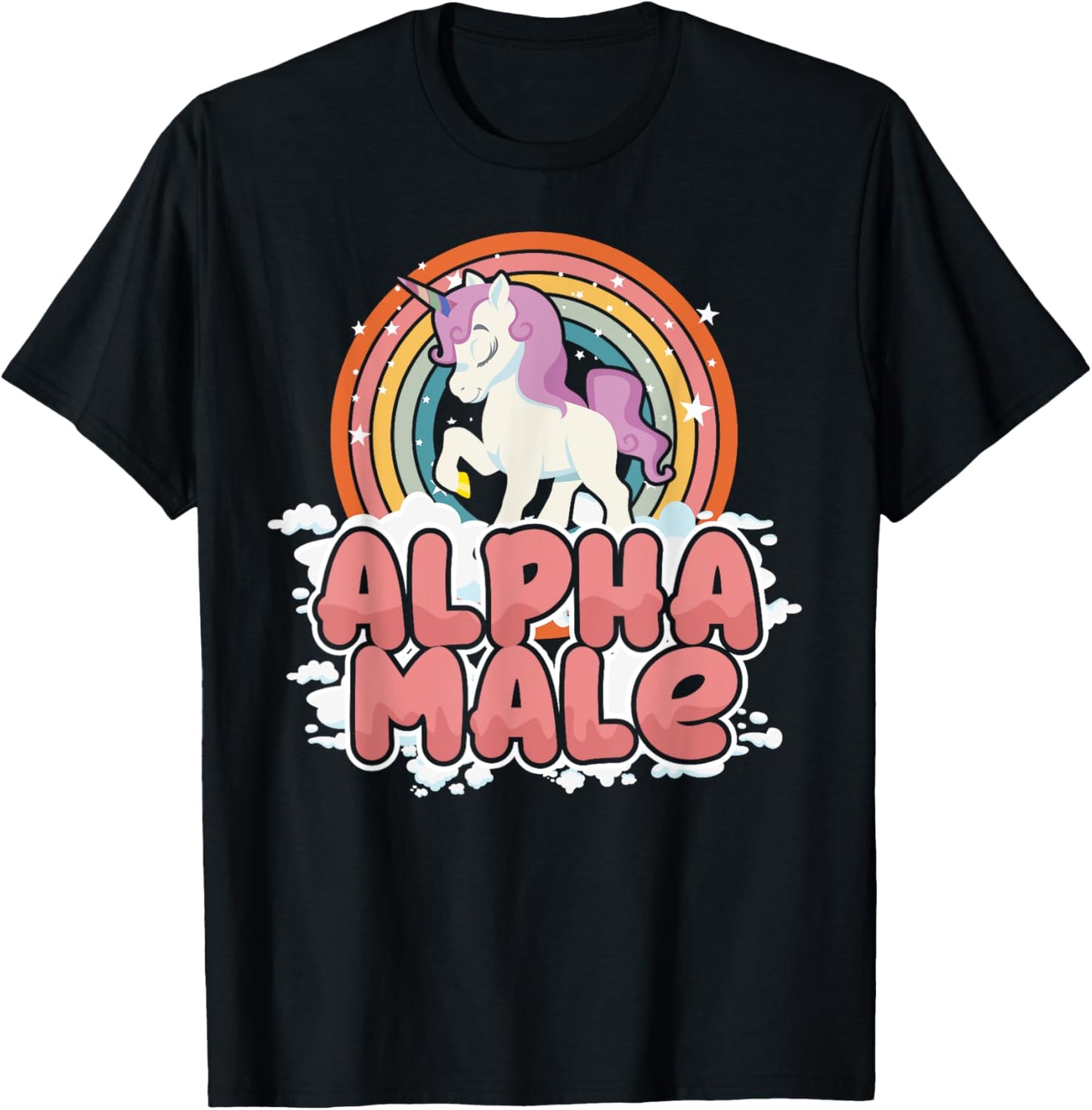 Funny Alpha Male Unicorn Lover Gift Rainbow Sarcastic T-Shirt - T-Shirt | Black