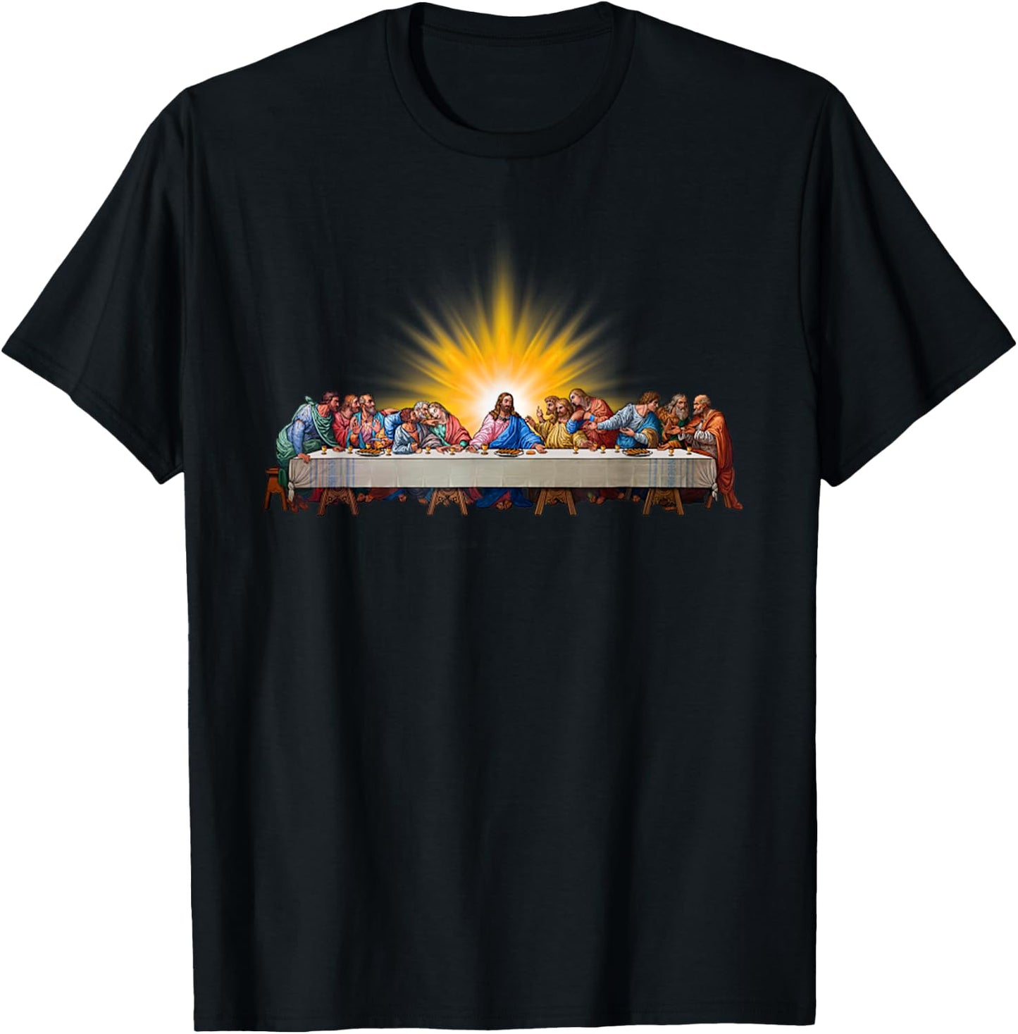 Last Supper Jesus Christ Leonardo Da Vinci Painting T-Shirt - T-Shirt | Black