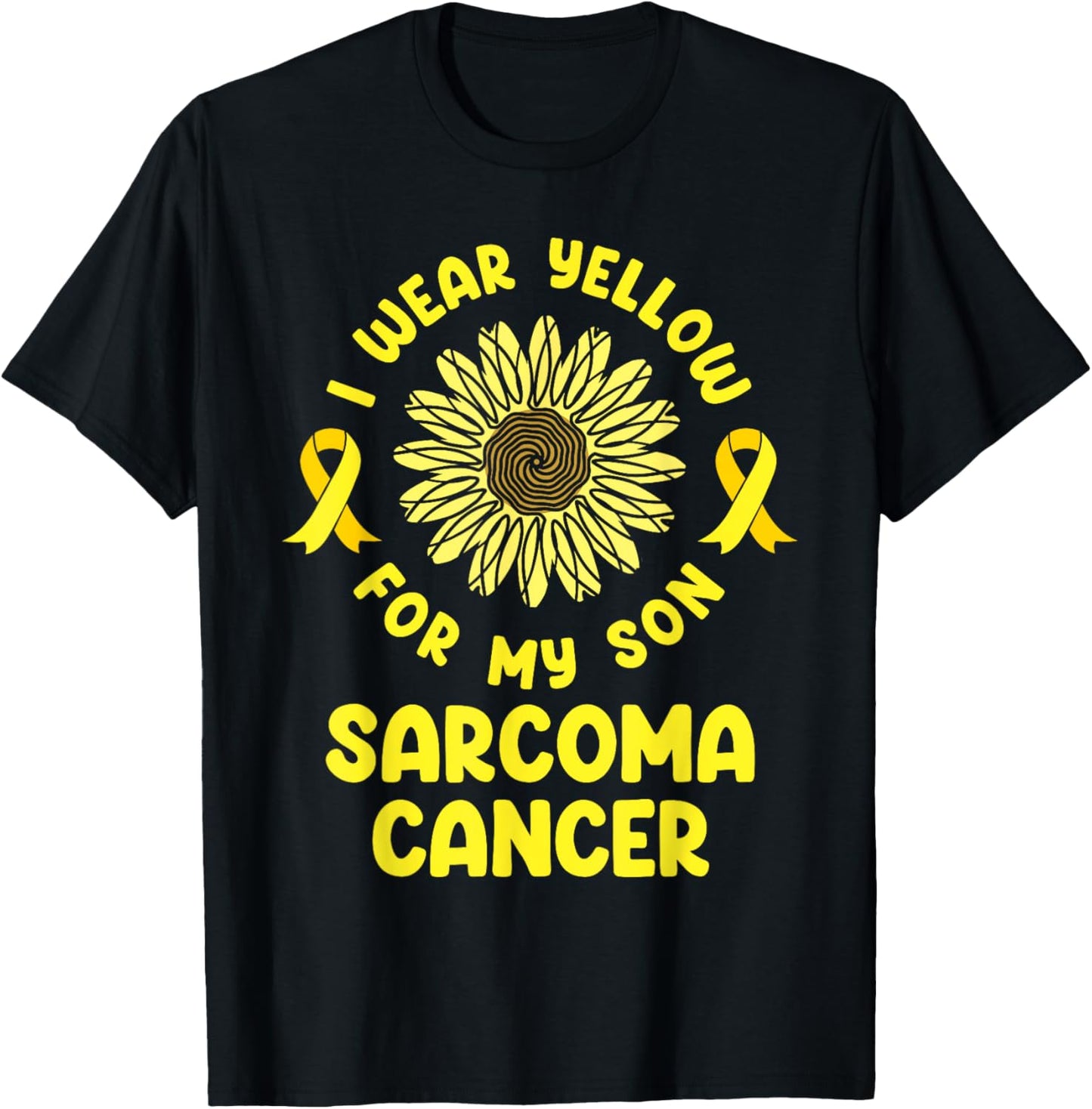 I Wear Yellow For My Son Warrior Sarcoma Cancer Awareness T-Shirt - T-Shirt | Black