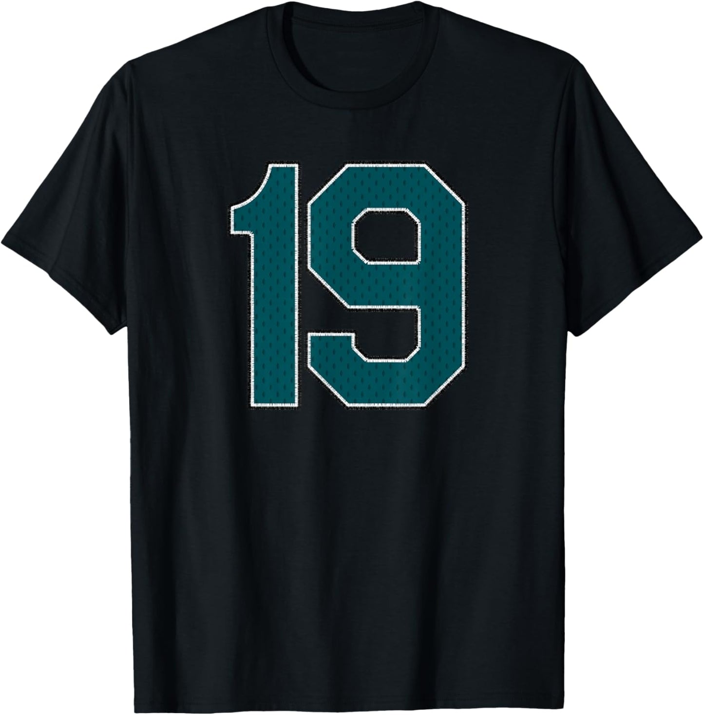Player Dark Teal Green Number 19 Sports Fan Wear Supporter T-Shirt - T-Shirt | Black