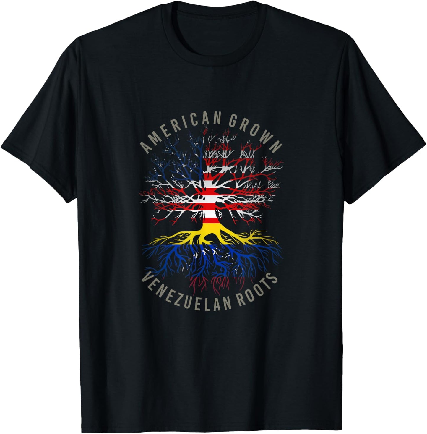 American Grown Venezuelan Roots USA Venezuela Flag Heritage T-Shirt - T-Shirt | Black