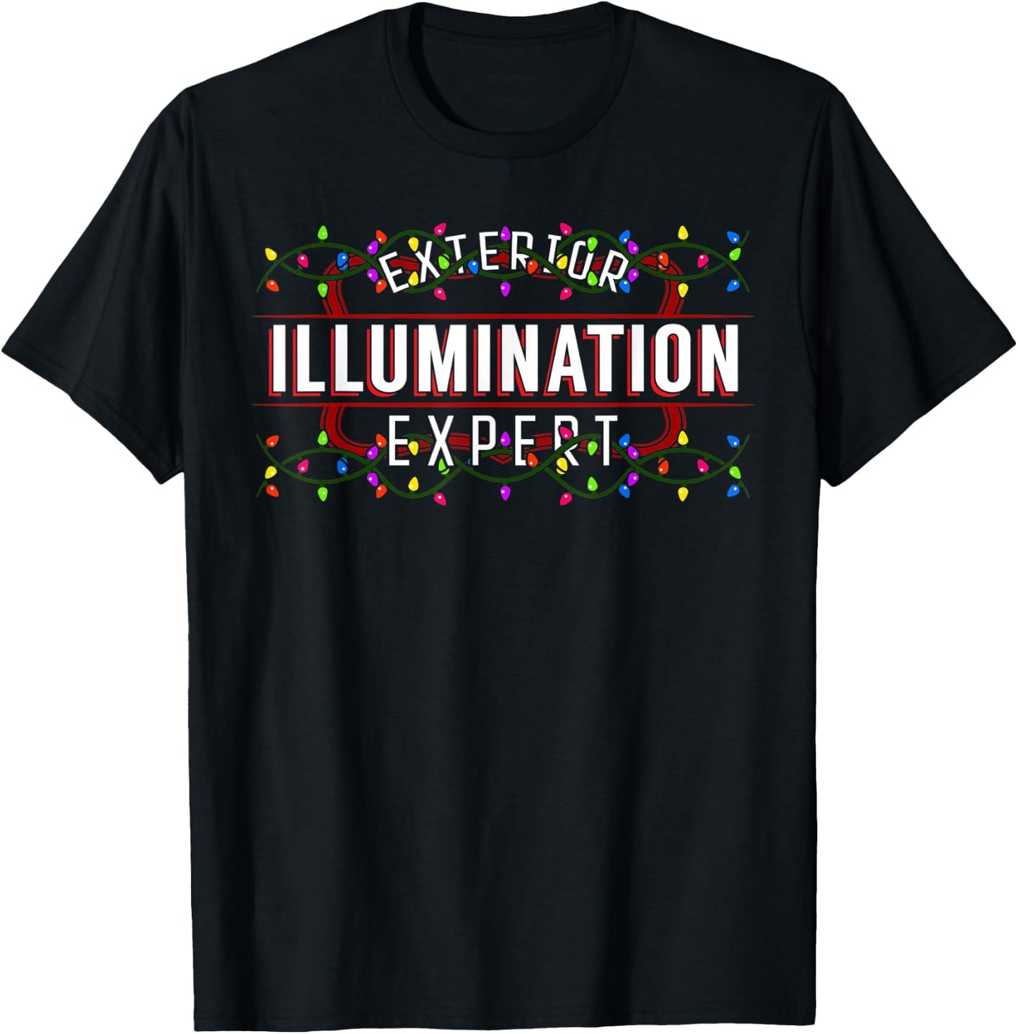 Cute Christmas Exterior Illumination Expert -Adults & Kids Christmas Black Small T-Shirt - T-Shirt | Black
