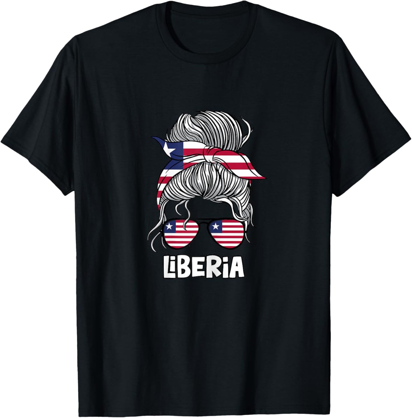 Liberia Girl African Girls Flag T-Shirt - T-Shirt | Black
