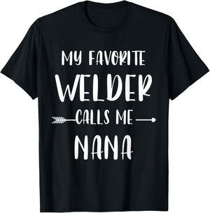 Welder My Favorite Welder Calls Me Nana Vintage Xmas T-Shirt - T-Shirt | Black