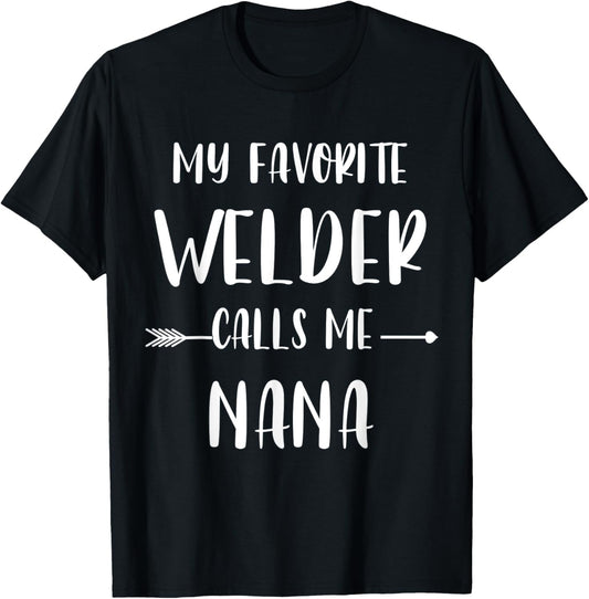 Welder My Favorite Welder Calls Me Nana Vintage Xmas T-Shirt - T-Shirt | Black
