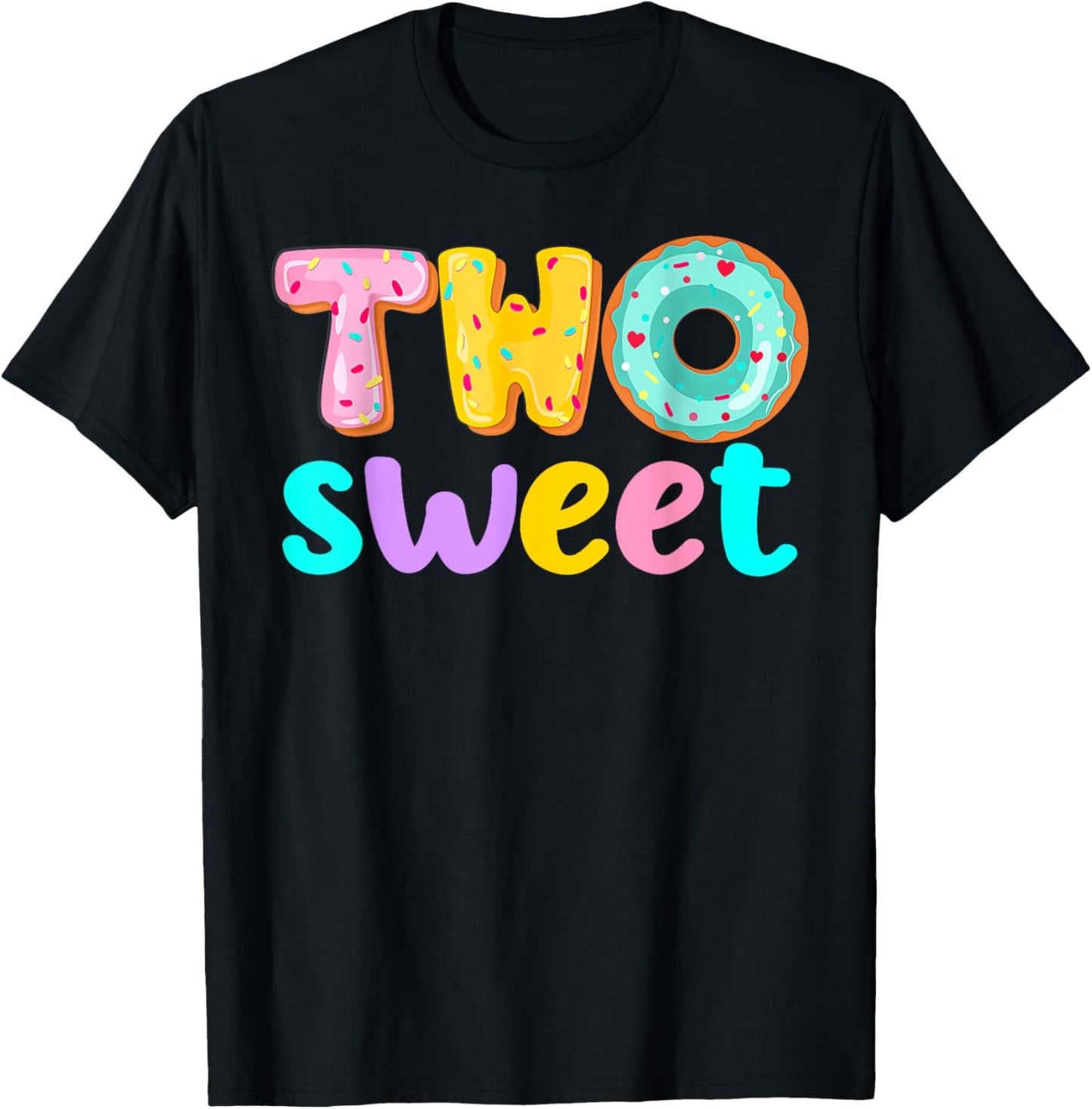 Two Sweet Birthday Girl Donut Birthday Party Theme Family 2 T-Shirt - T-Shirt | Black