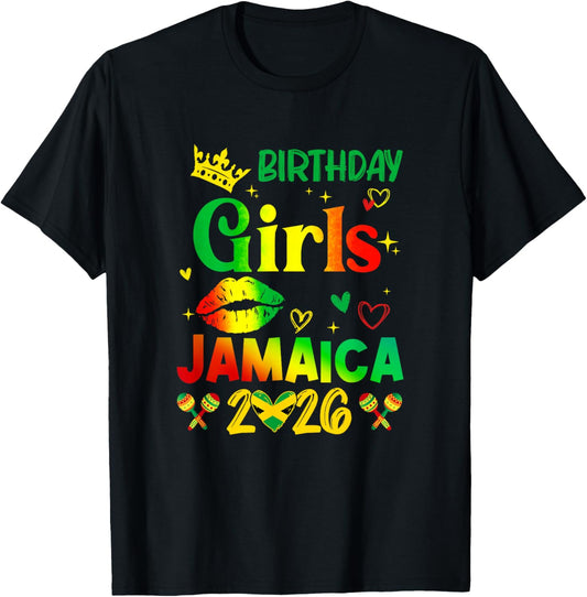 Funny Birthday Girl Jamaica 2026 Birthday Trip Vacation T-Shirt - T-Shirt | Black