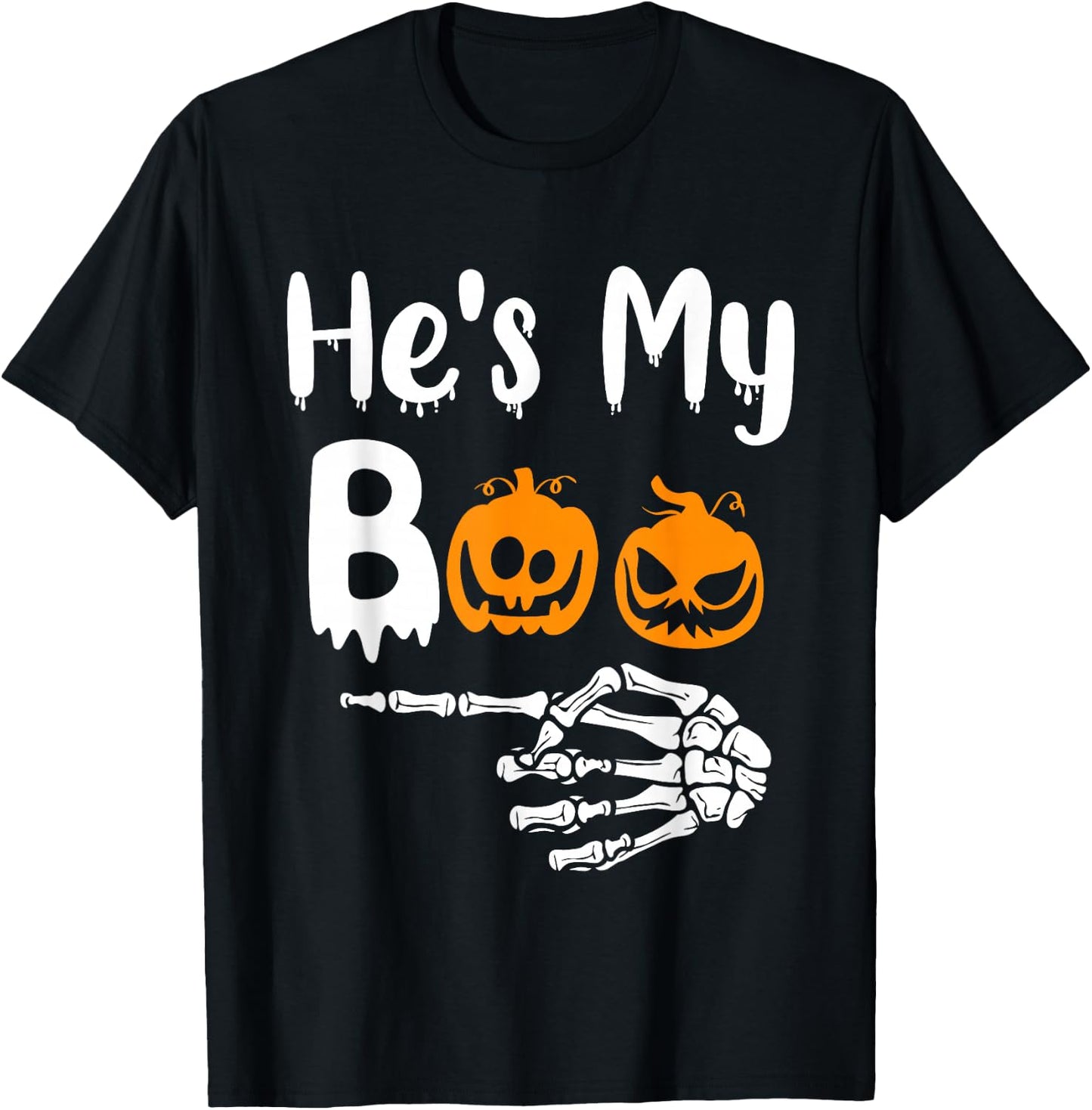 She's My Boo Matching Halloween Pajama Couples He's My Boo T-Shirt - T-Shirt | Black