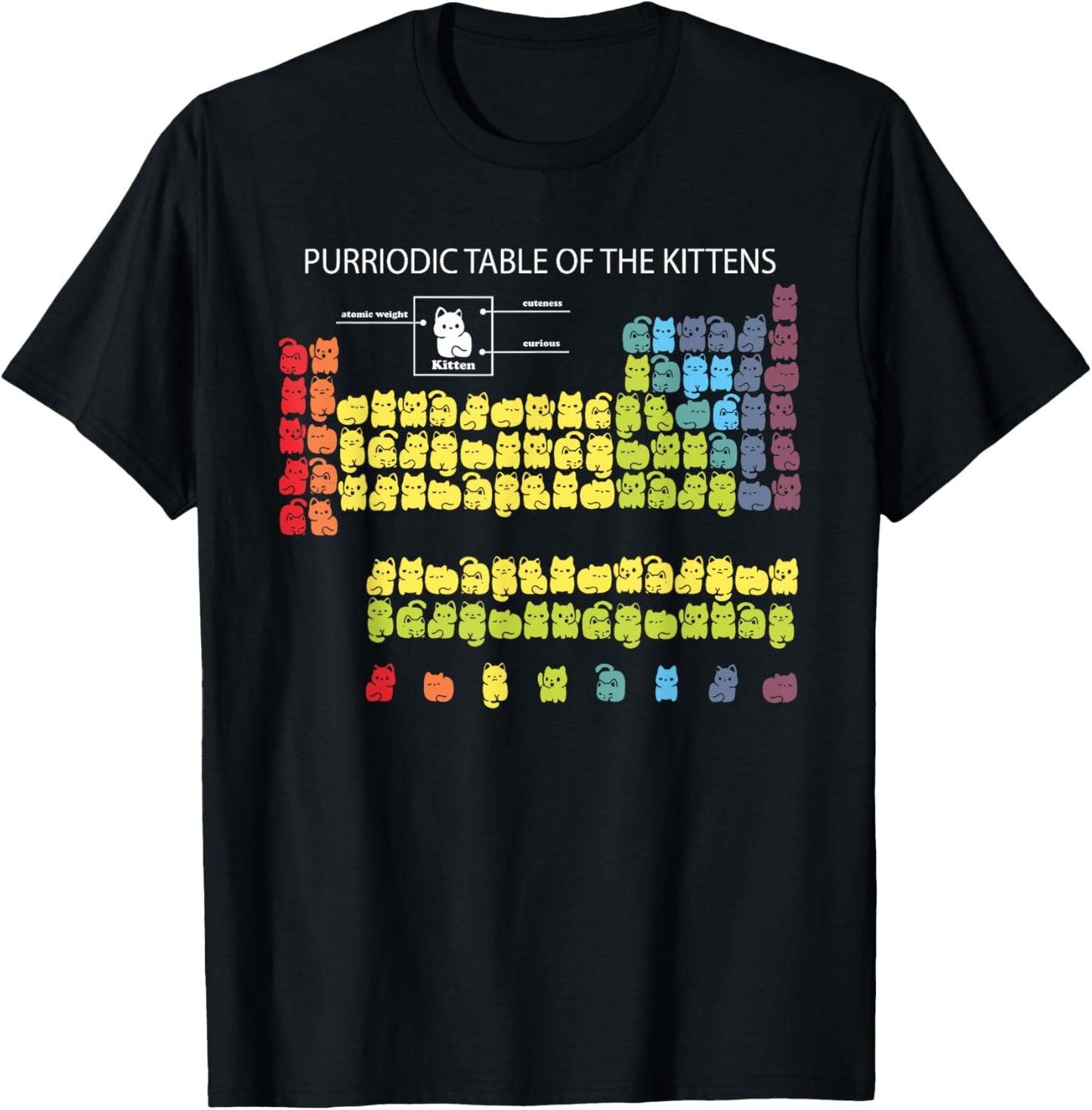 Periodic Table of Kittens Funny Cat Chemistry Funny Cat T-Shirt - T-Shirt | Black
