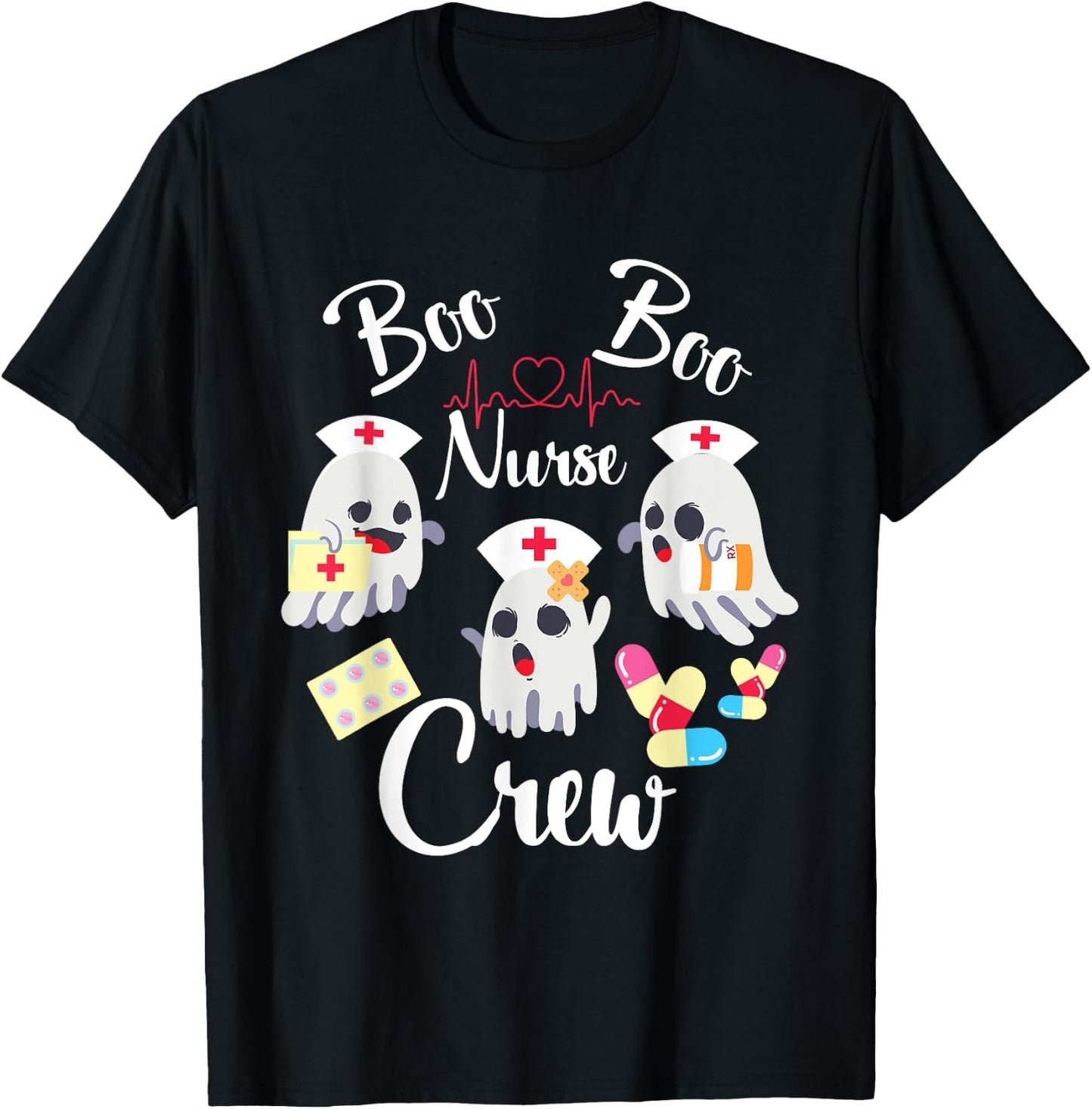 Boo Boo Crew Nurse Ghost Costume Funny Halloween Gift T-Shirt - T-Shirt | Black