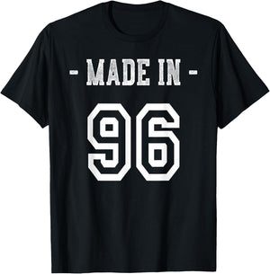 Made in 96 Shirt Born in 1996 Birthday Party T-Shirt - T-Shirt | Black