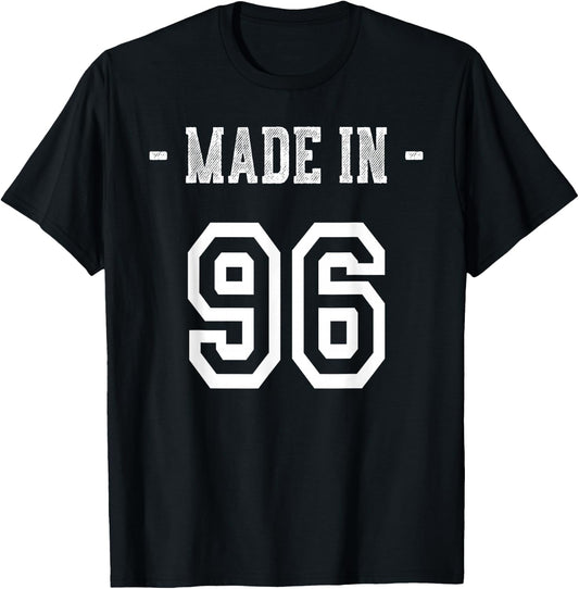 Made in 96 Shirt Born in 1996 Birthday Party T-Shirt - T-Shirt | Black