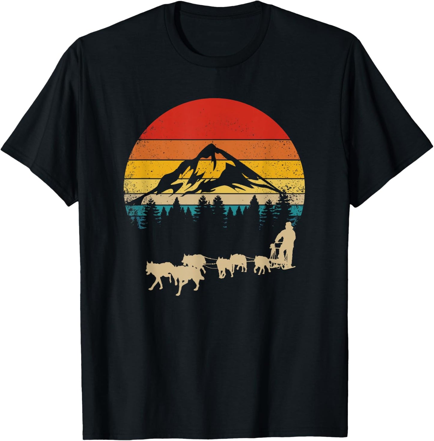 Funny Dog Sledding Men Women Kids T-Shirt - T-Shirt | Black