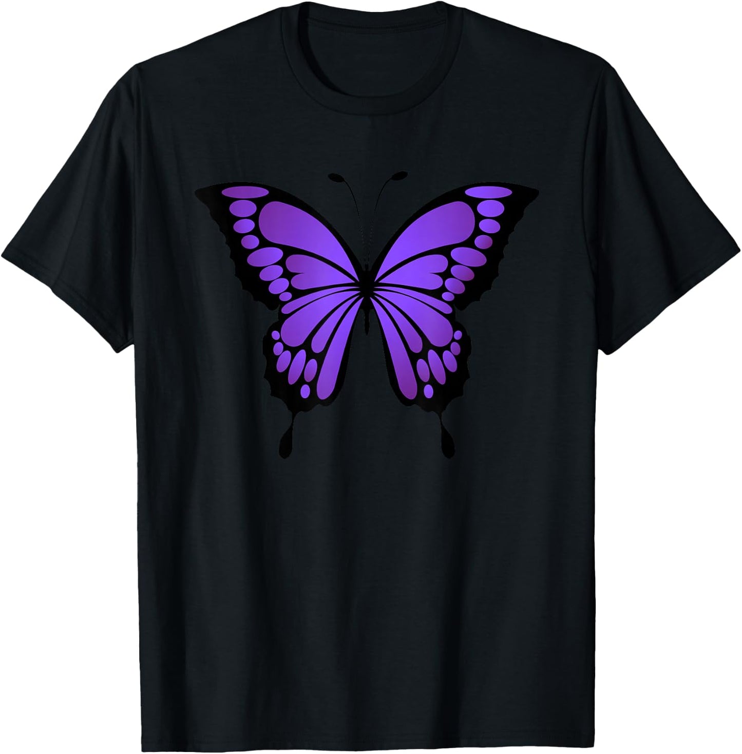 Vibrant Purple Butterfly T-Shirt - T-Shirt | Black