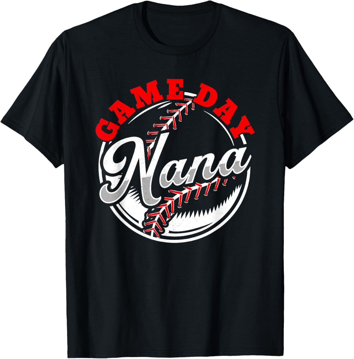 Game Day Nana Proud Baseball Parent Summer Sports League Women T-Shirt - T-Shirt | Black