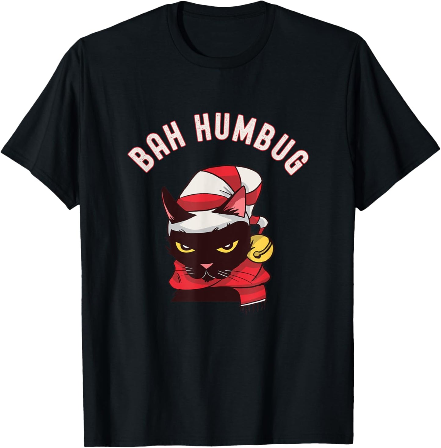 Christmas Cat Bah Humbug T-Shirt - T-Shirt | Black