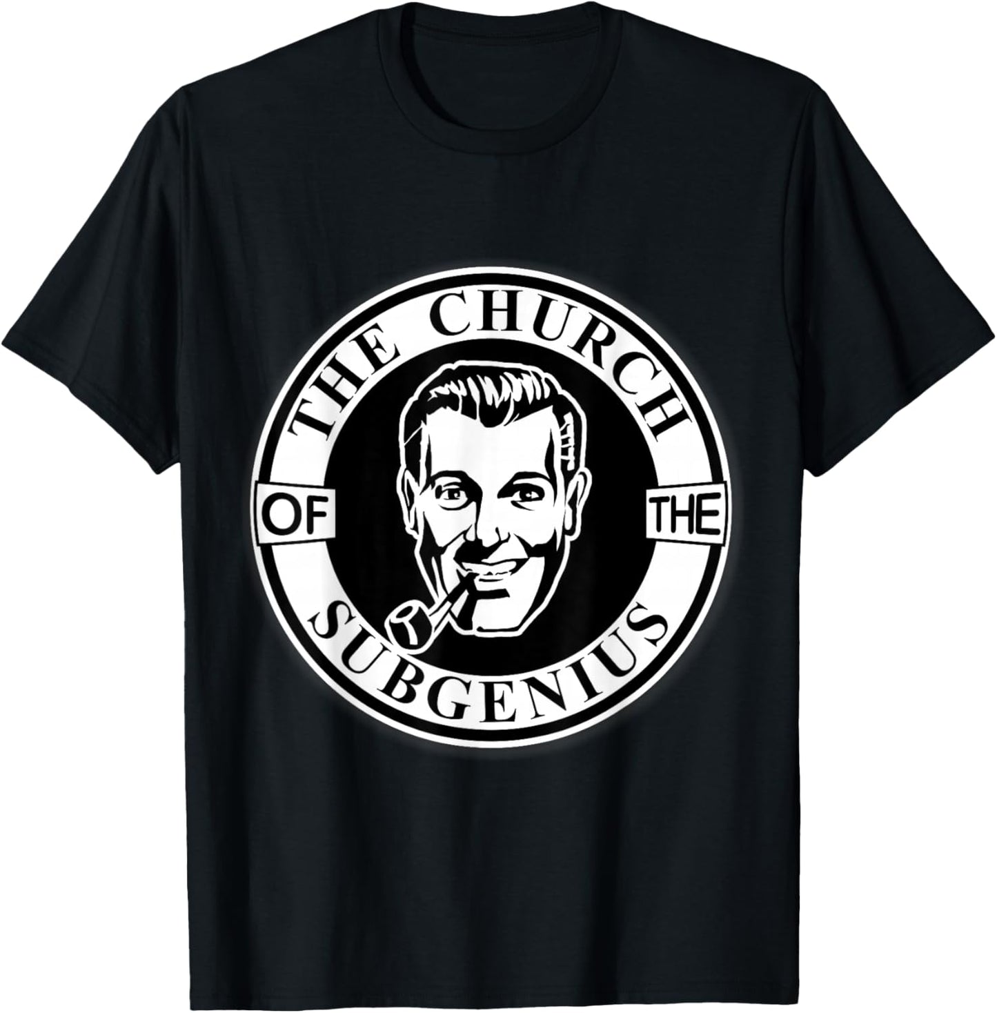 Apedes -Adults Black Cotton 65% Polyester 35% Classic Fit Collarless Short Sleeve - Church of the SubGenius - Religion Parody Prophet Church - Small T-Shirt - T-Shirt | Black