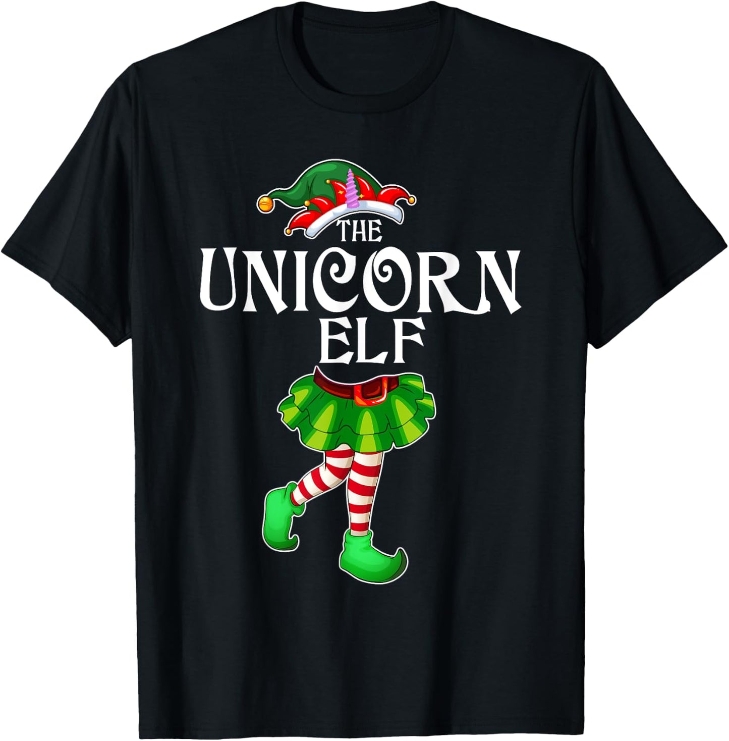 The Unicorn Elf Christmas Matching Family Group T-Shirt - T-Shirt | Black