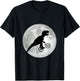 T-Rex Cycling Over The Moon, Trex on Bike, Funny Dinosaur T-Shirt - T-Shirt | Black