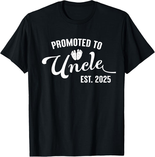 Promoted to Uncle Est 2025 Uncle First Time Uncle 2025 T-Shirt - T-Shirt | Black